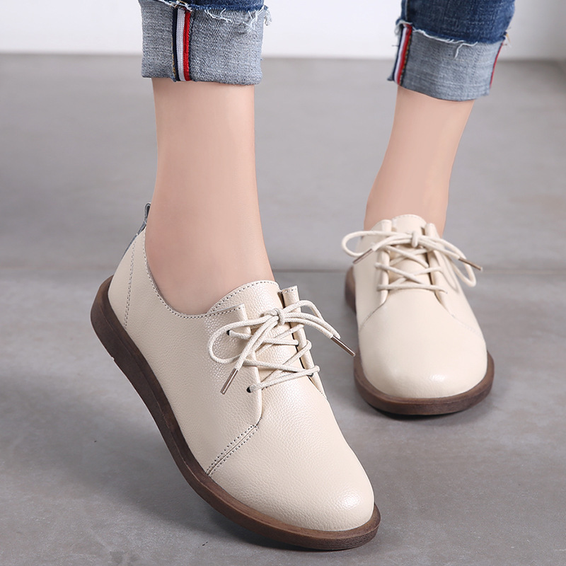 

2021 The New Women Spring/fall for Genuine Leather Toe Women's Apartments Rentals Up to Solid Shoes Vmys