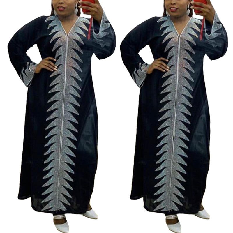 

Spring Autumn Diamonds Maxi Dresses Africa Clothing African Dresses for Women Muslim Long Dress African Clothes
