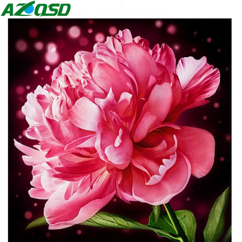 

AZQSD DIY Diamond Painting Flower Sale 5D Round Rhinestone Cross Stitch Diamond Mosaic Embroidery Picture of Rhinestones