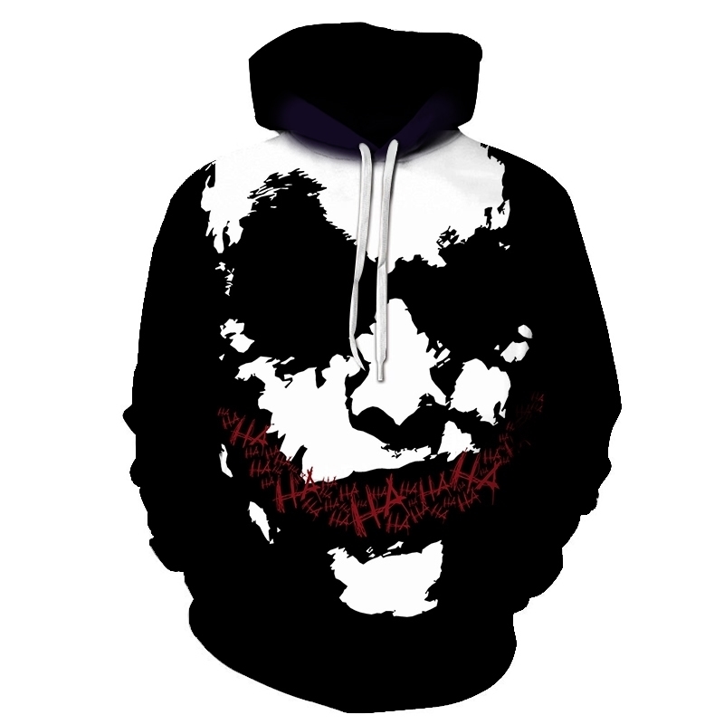 

haha joker 3D Print Sweatshirt Hoodies Men and women Hip Hop Funny Autumn Streetwear Hoodies Sweatshirt For Couples Clothes Y200519, Black