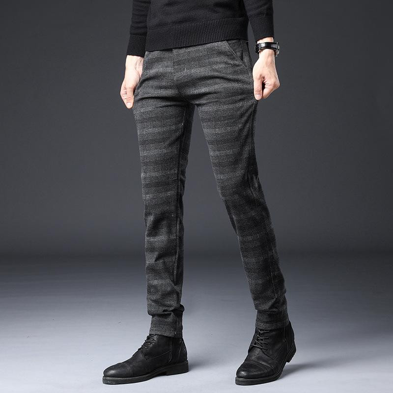

Fashion New High Quality Cotton Men Pants Straight Spring Autumn Long Male Classic Business Casual Trousers Mens Full Length Mid, Black