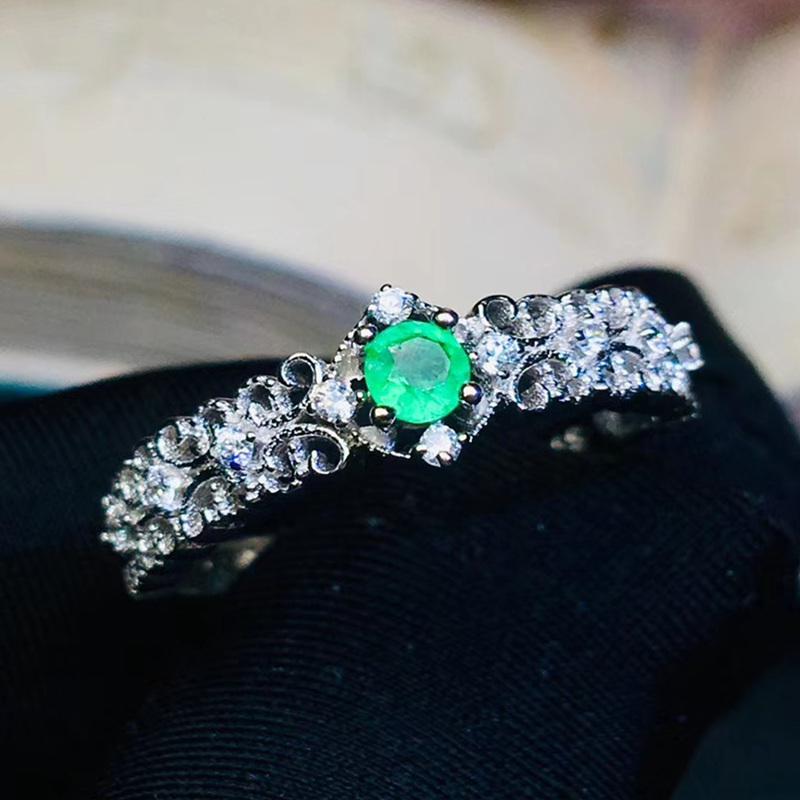 

Cluster Rings Natural Real Emerald Small Slim Ring Per Jewelry 3*3mm 0.15ct Gemstone 925 Sterling Silver Fine For Men Or Women J210623, Golden;silver