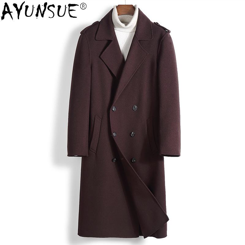 

AYUNSUE Men's Double-sided Wool Jackets for Men Clothing Korean Style Coat Male Long Autumn Jacket Mens 2020 Chaquetas Hombre, Black