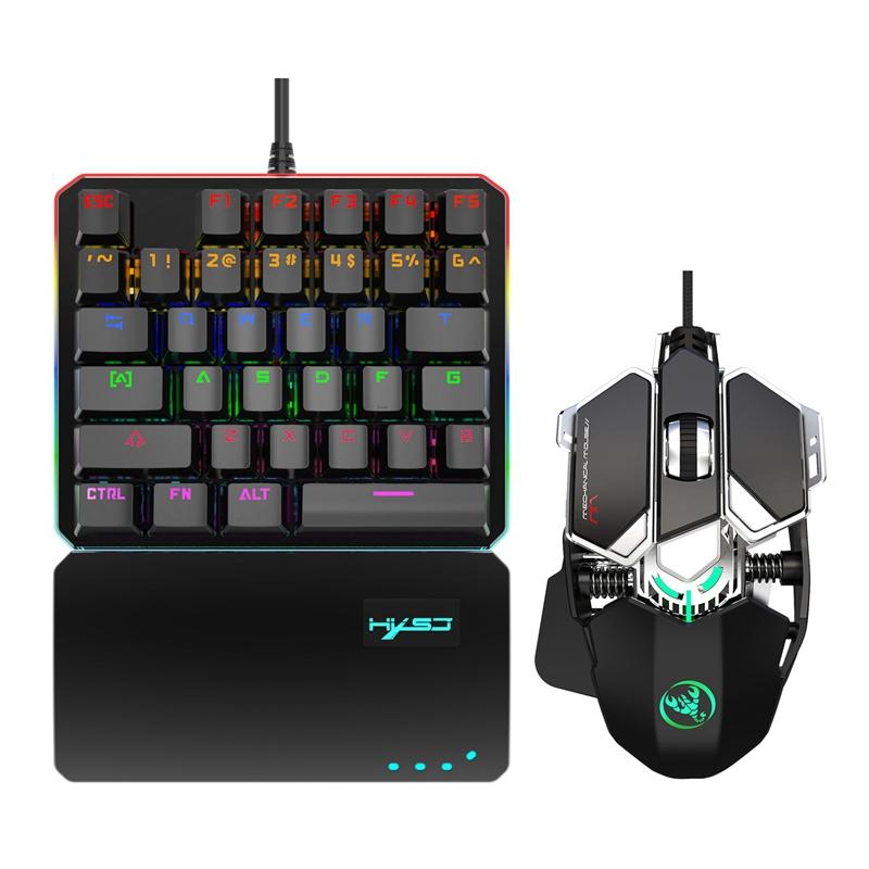 

HOT-HXSJ V200+J600 Keyboard Mouse Set 35 Keys Mini USB Wired Keyboard+Wired Gaming Mouse Nine-Key Macro Programming