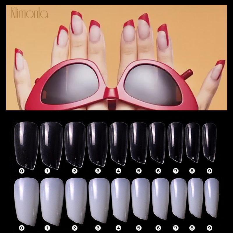 

500Pcs/bag Acrylic Fake Nail Tips Professional Coffin False Nail Tips Bevel Lipstick shape New ABS Full Cover Manicure Charms, Transparent