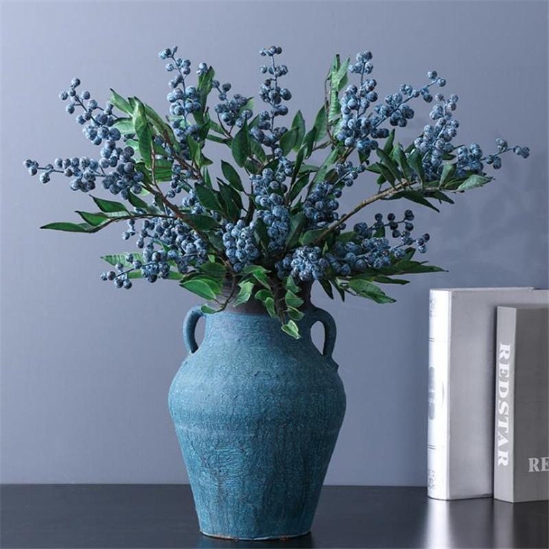 

7Pcs Fake Single Stem Berry 29.53" Length Simulation Foam Blueberry Fruit for Wedding Home ADecorative Artificial Plants, Blue