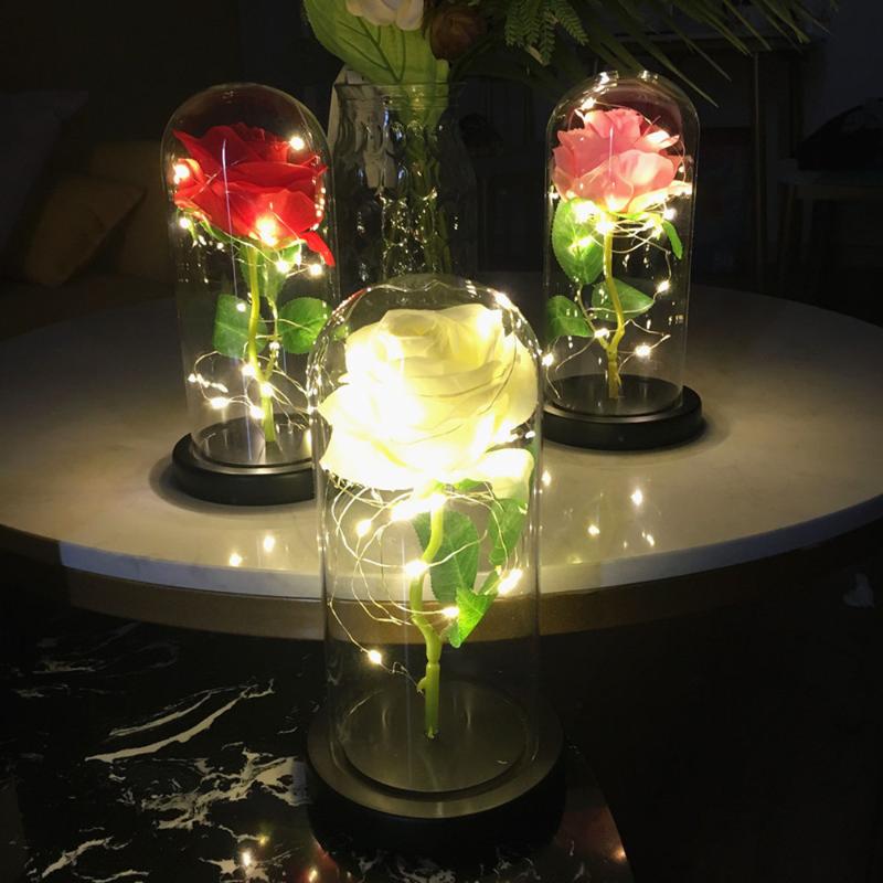 

Valentines Day Gift Gold Foil Rose Led Light Simulation Immortal Flower Romantic Wedding Party New Year Gift Sign Table Decor, We01-pink