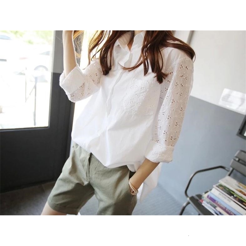 

Long-white Summer with Long Sleeves Shirts Professional Women Aw3r