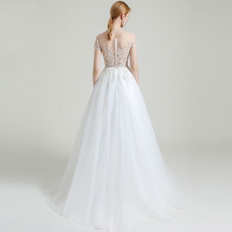 

2021 New Praia Robe Mari E.1087;: Bride to Be Elegant Pearls Long Wedding Dressed Bride's Gown As a Novice ZHAJ, Ivory white
