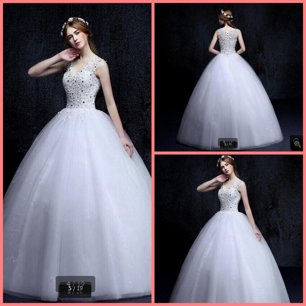 

Robe De Soiree cheap ball gown sleeveless lace appliques wedding dress beaded v neck princess puffy corset elegant wedding gown best sale, Same as image