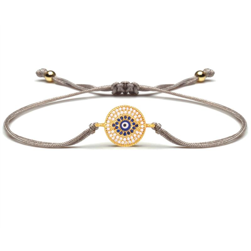 

Charm Bracelets Blue Cubic Zirconia Stones Round Evil Eye Lucky Bracelet Women 2021 Fashion Copper Eyes Grey Red Cord Jewelry Gift