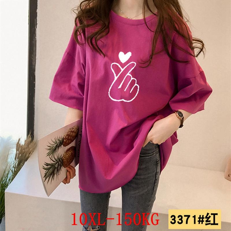 

Large size women's T-shirt plus size 6XL 7XL 8XL 9XL summer round neck short-sleeved casual loose large red big t-shirt top, Picture color