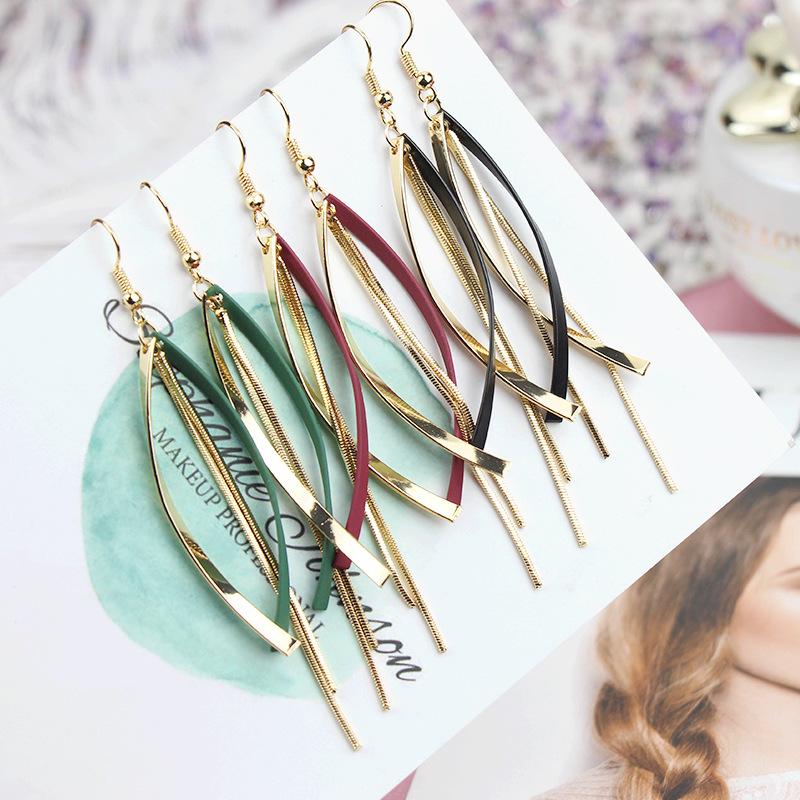 

New Korean personality long tassel long earrings female temperament fashion mini fresh earrings