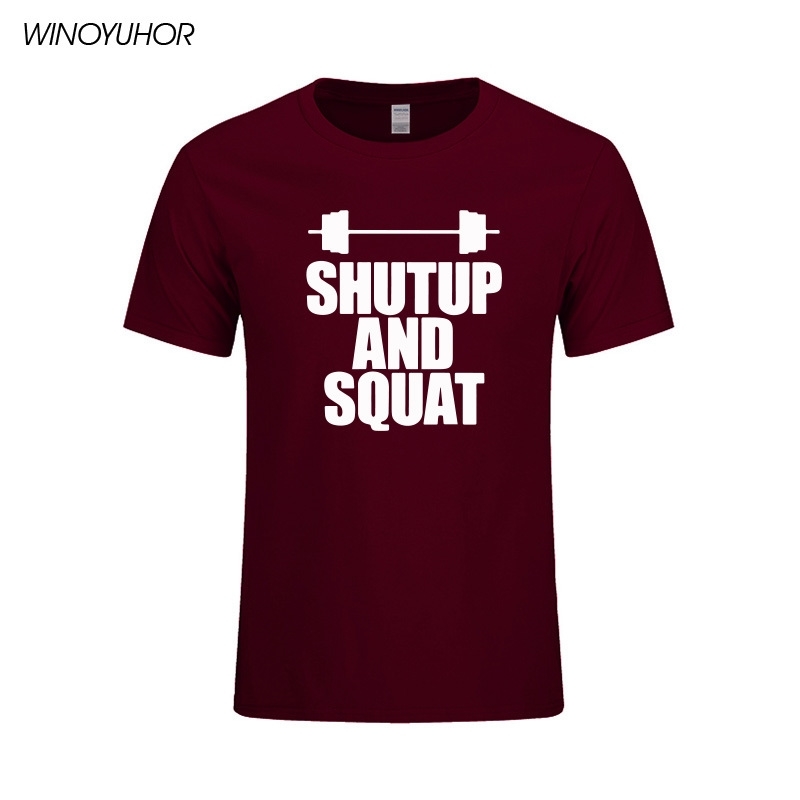 

Shut Up And Squat Men's T-Shirt 100% Cotton Summer Casual Short Sleeve O-Neck T Shirt Male Tops Tees High Quality T200516, White;black