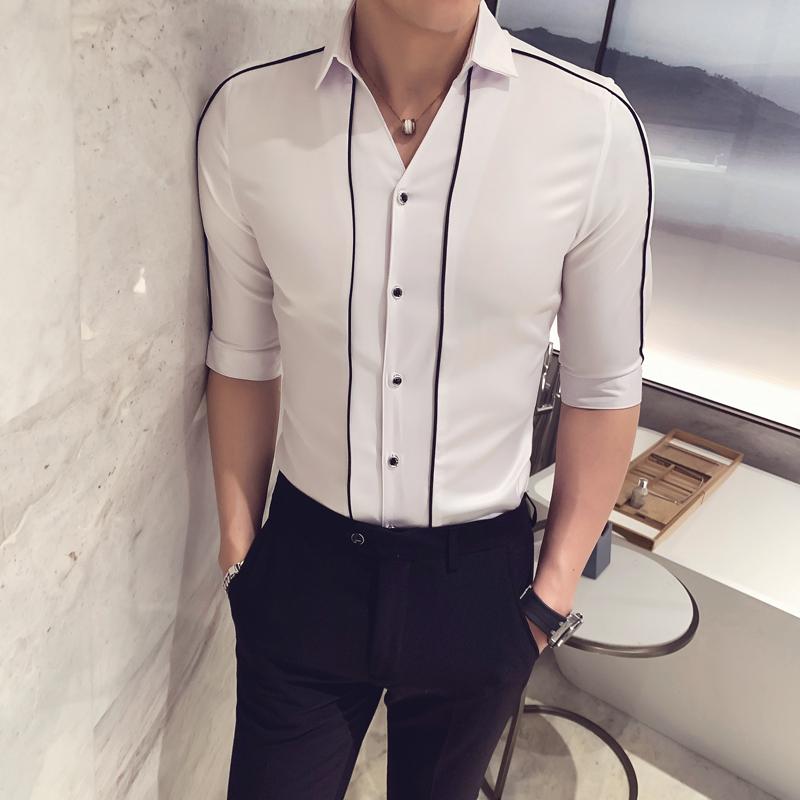 

2020New style Male spring slim fit Casual cotton shirt with long sleeves/Men' High quality lapel Business shirt Plus size -3XL, Black