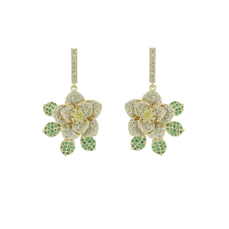 

2020 Trendy Crystal Cubic Zirconia CZ Dangle Flower Earring for Women Girl Prom Party Pierced Ear Jewelry Accessories CE10213