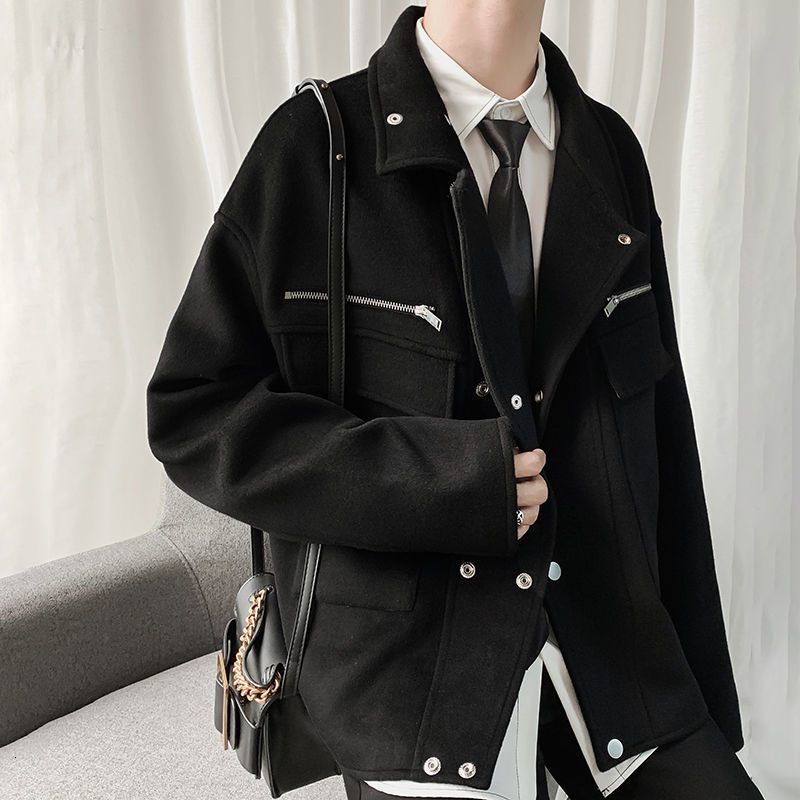 

New Jaqueta 2021 Masculina Outono/inverno Novo Fino Puro Ruffians Grosso Solta Personalidade Juventude Masculinas 5S8H, Black