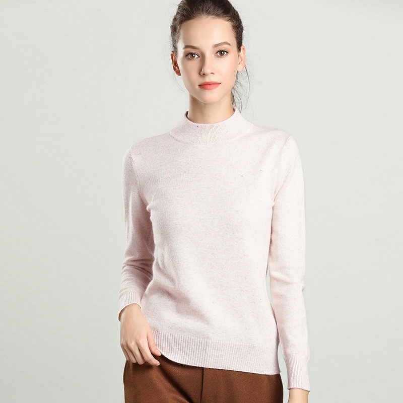 

2021 New Cashmere Cotton Blend Half Turtleneck Sweater Autumn Winter Pull Femme Bottom Knitted Pullover Women Sweaters and Pullovers Omrj, Gray