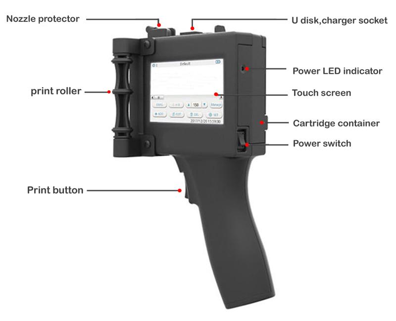 

vilaxh Handheld Touch Screen label Printer Portable Printer Bar Code QR Date Coder Machine Handheld Inkjet for Plastic