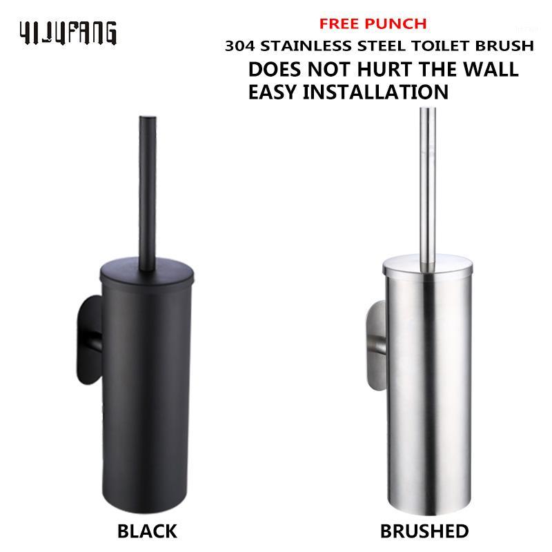 

304 Stainless Steel wall mounted toilet brush holder set Round black wc accessories bathroom household cleaning items floorstand1, Punched drawing
