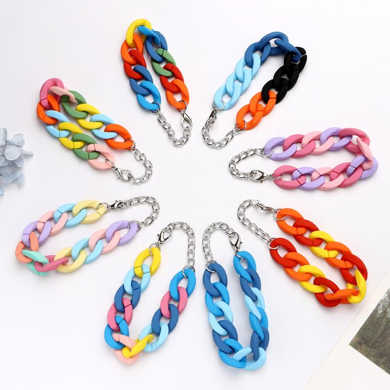 

Charm Bracelets Women Summer Trendy Jewelry Link Bracelet Colorful Resin