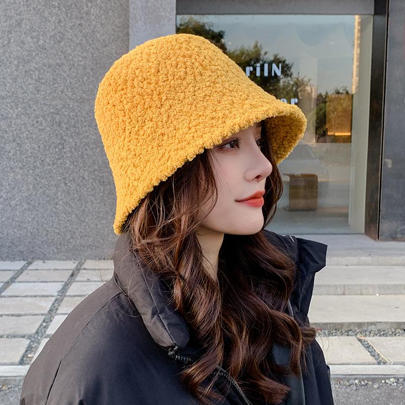 

Ins Wind Lamb Barrel Hat Female Literature Age Reduction Leisure Fisherman Hat Tide Japanese Solid Color Simple, Black