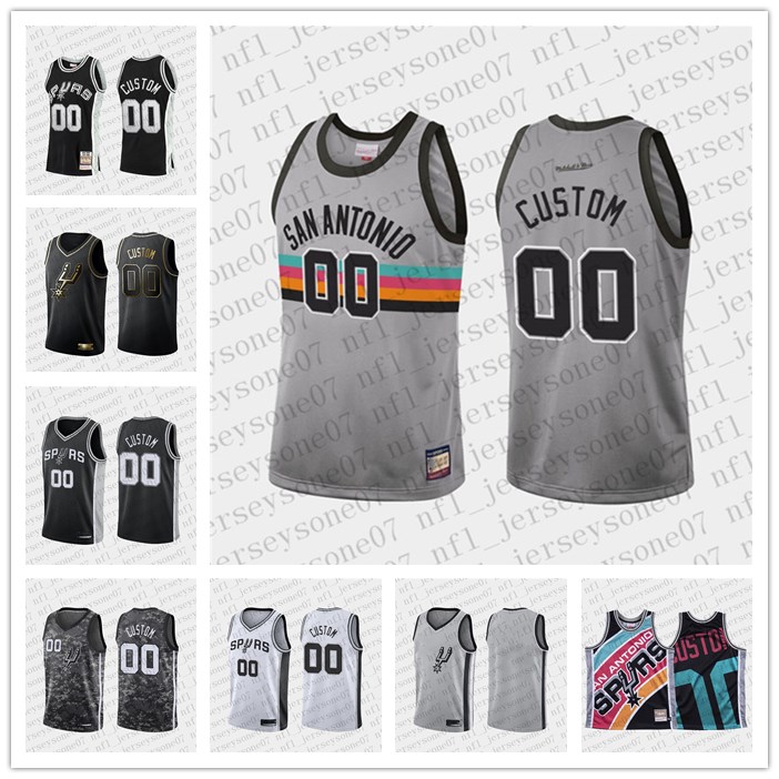 

Custom Men's womens youth san antonio Spurs white black Throwback Basketball Jersey