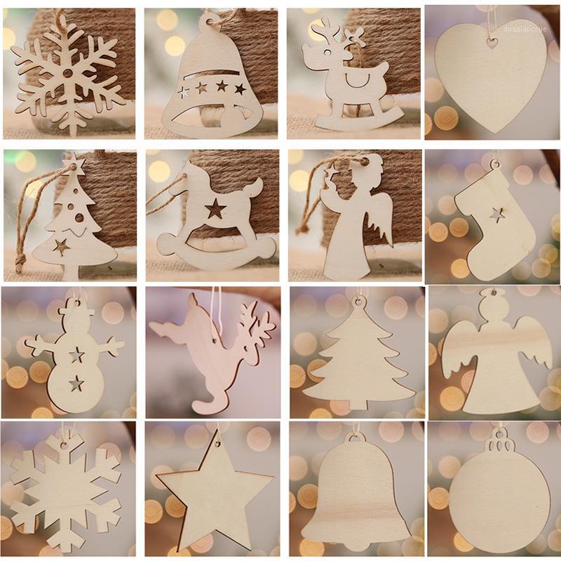 

10PCS Christmas decorations, wooden ornaments Christmas closets, door and window pendants, tree decorations1
