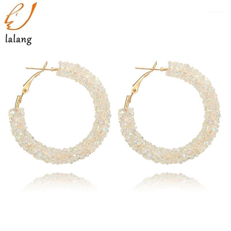 

2020 Brand New Design Fashion Charm Austrian Crystal Hoop Earrings Geometric Round Shiny Rhinestone Big Earring Jewelry Women1
