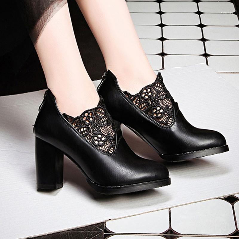 

Women Ankle Boots Autumn Women High Heels Boots Lace Mouth Single Boot Sexy Ladies Black Pumps Shoes#g251