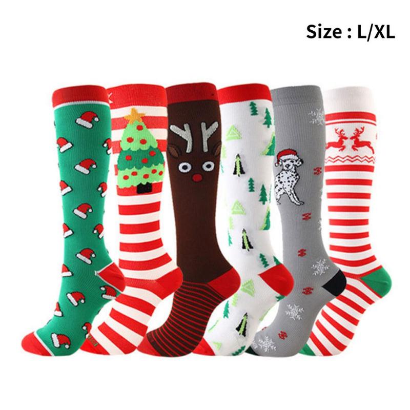 

6 Pairs Christmas Tree Snow Gift Cotton Happy Socks Autumn Winter Socks Funny New Year Moisture-Absorbing Cozy Unisex, Green