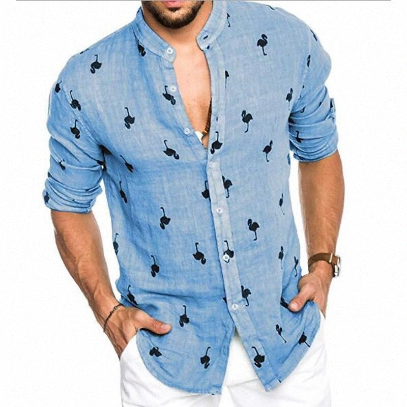 Chemise pour hommes Bouton de couleur massif de couleur massif de coloration solide Daily Sortez à Manches longues Tops Hawaiian Beach Vert Blue