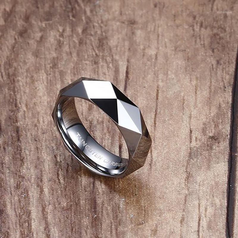 

Tungsten Carbide Rings For Men Women Fashion Mens Faceted Wedding Band Polished Beveled Rose Gold Black color engagement ring1