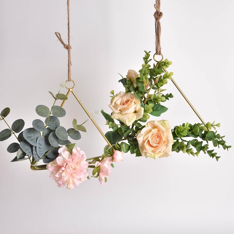 

Nordic creative artificial wall hanging flower pot holder garland decor for wedding indoors modern home silk hanging flower set1, Style 14