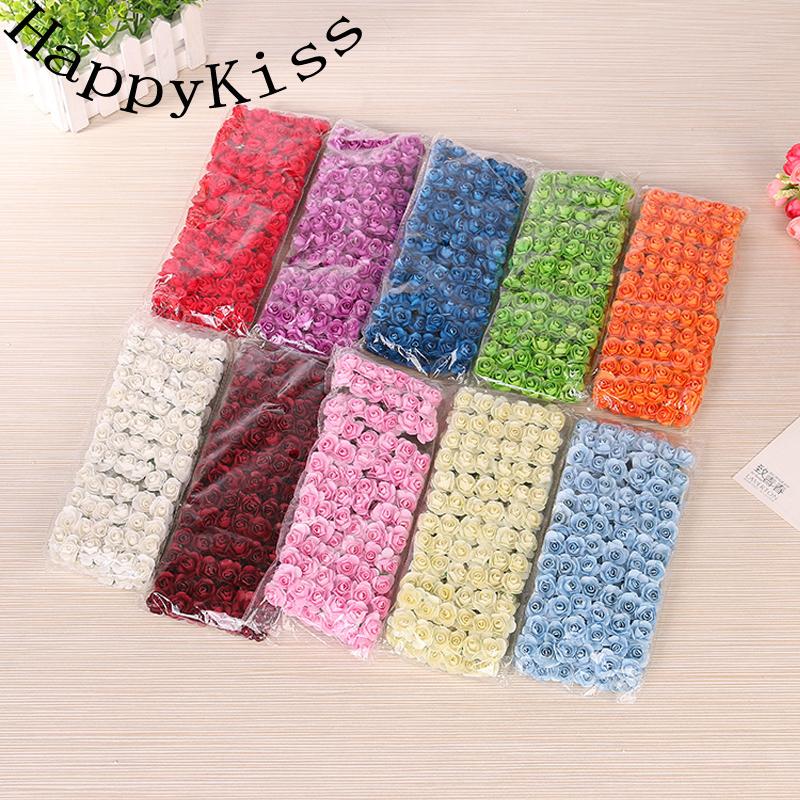 

144pcs/lot Artificial Flower Mini Paper Rose Handmake Bouquet Wedding Decoration DIY Wreath Gift Scrapbooking Craft Fake Flower, Orange