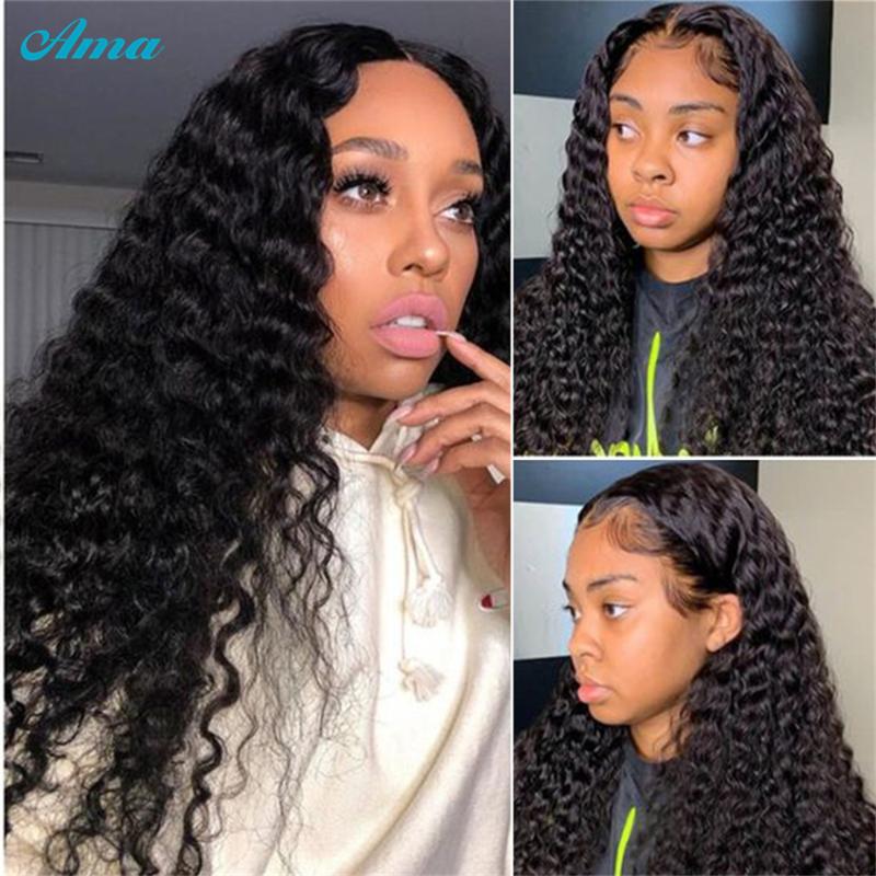 

Transparent Deep Wave Lace Front Wig Brazilian 4x4 Lace Closure Wig Human Hair Wigs For Black Women Frontal Wigs Remy, 4x4 brown lace wig
