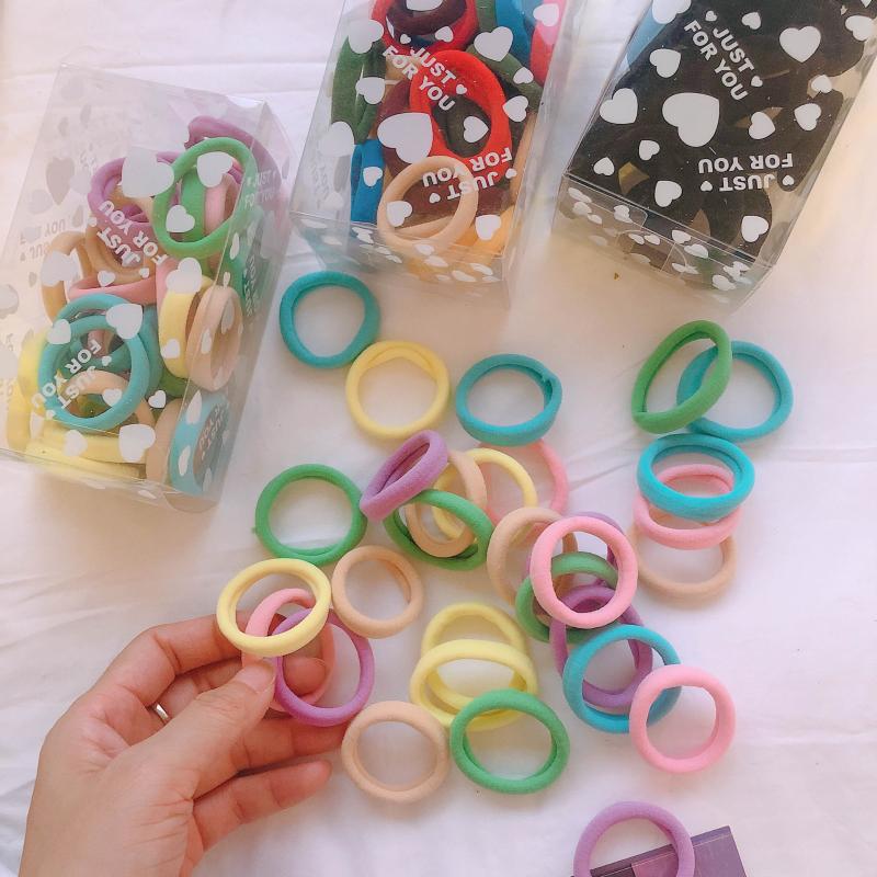 

Hair ring female ins Korean cute girl heart candy color hair rope Fairy Sen line net red leather rib headpiece ring