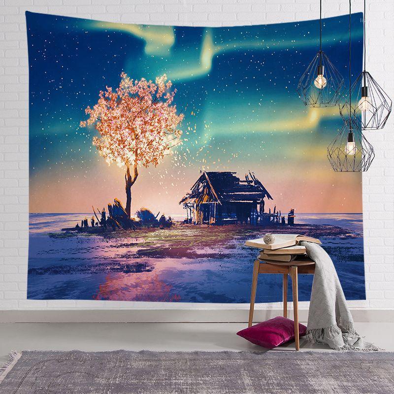 

Nordic tapestry custom home bedroom decoration tapestry watercolor starry landscape ins background cloth1