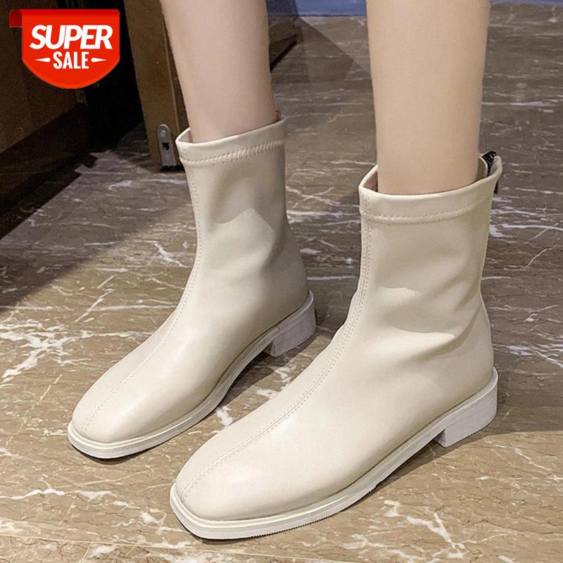 

Lucyever High Quality Pu Leather Elastic Boots Women 2020 Black Beige Long Knee High Boots Woman Fashion Square Heel Shoes Mujer #Mr7T