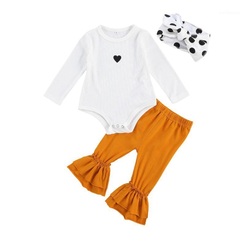 

FOCUSNORM 0-18M Newly Infant Kids Girls Boys Clothes Sets Love Heart Long Sleeve Romper Tops Flare Pants Headband1, As pic