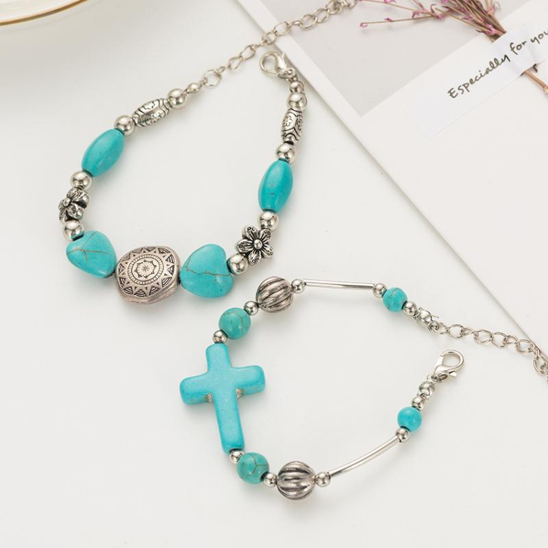 

Charm Bracelets European And American Retro Boho Personality Bracelet Natural Stone Beaded Jewelry Wholesale