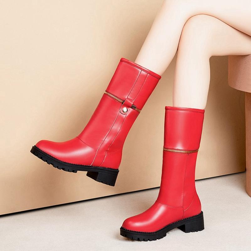 

BLXQPYT Winter Thick Fur Snow Women Platform Size 34-52 Botas Mujer Invierno Long Platform Knight Shoes Boots Heel 4.5cm 9351, Black