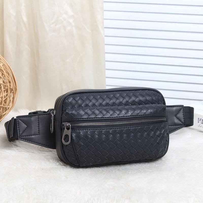 

Kaisiludi leather braids men's chest bag 2020 new fanny pack fashion slant wrap wax cowhide youth leisure phone pack1, Sky blue