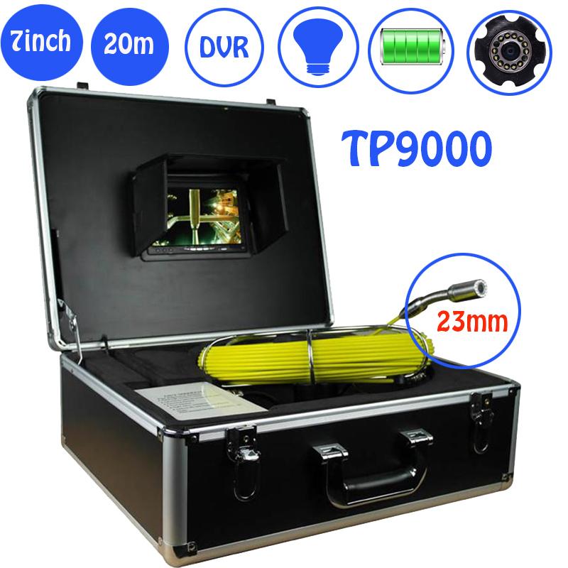

Waterproof 23mm Pipe Camera Head 7inch Screen Monitor Sewer Inspection Camera System 20m DVR Function With 8GB Card