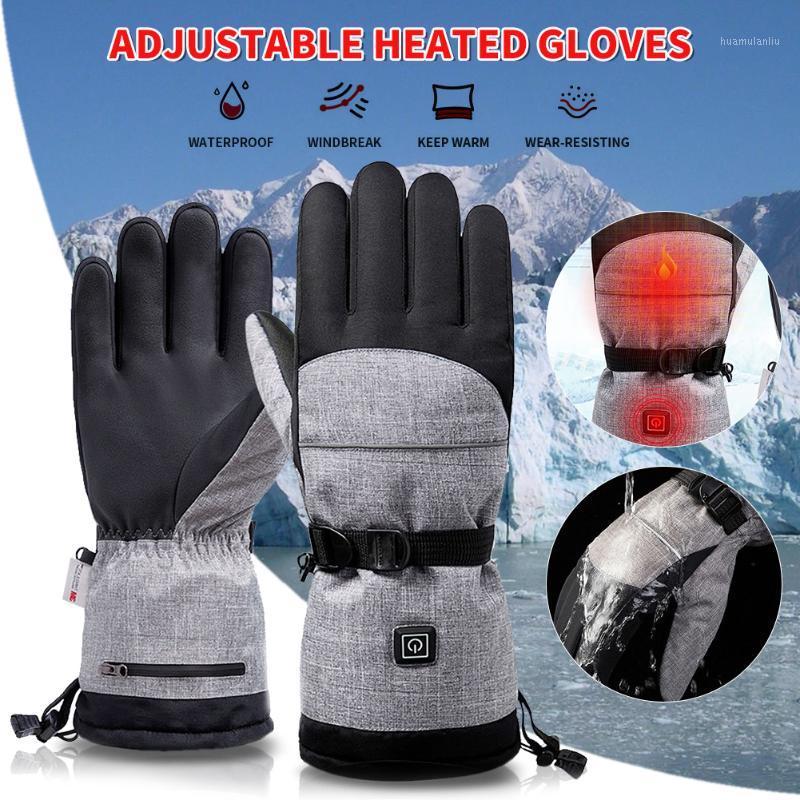 

Winter Electric Heated Gloves Waterproof Warm Skiing Gloves for Men Women USB Powered Thermal Winter Sports Cycling1, Black