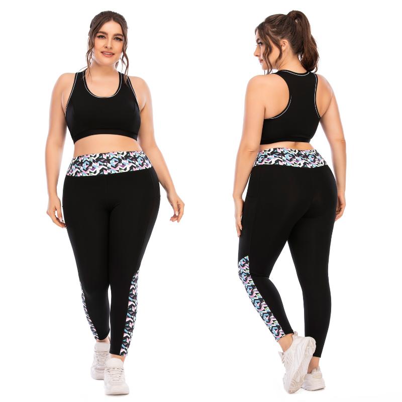 

2021 New Gym Set Women Yoga Set Workout Plus Size Sport Bra + Tight Leggings Outfit Female Active Sportswear Fitness Sports Suit