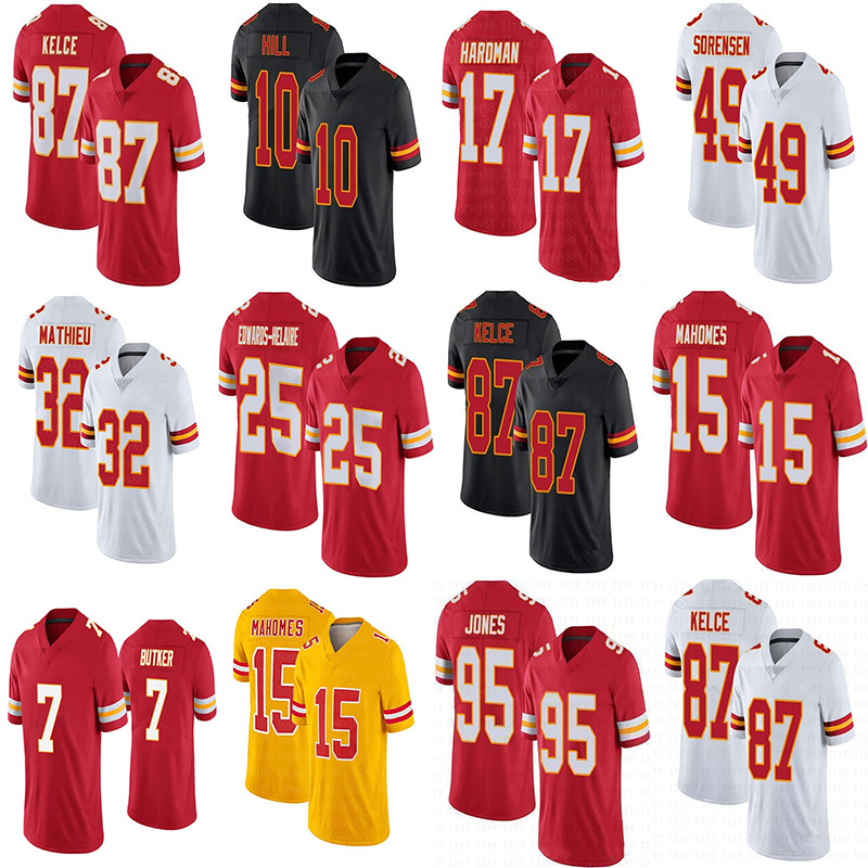 

87 Travis Kelce 15 Patrick Mahomes 10 Tyreek Hill Custom Football Jersey 13 Byron Pringle 17 Mecole Hardman 1 Jerick McKinnon 25 Clyde Edwards-Helaire 95 Chris Jones, Mens