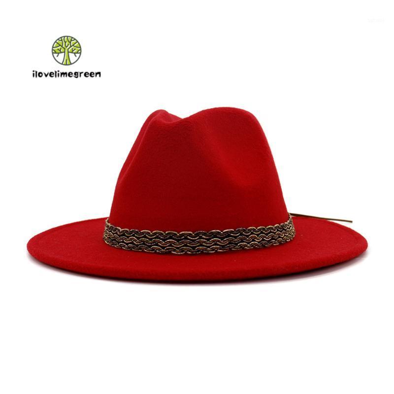 

High Quality Wholesale Fall Winter Jazz Panama Woolen Felt Fedora Hat British Classic Wide Brim Cotton Unisex Solid Hat1, White