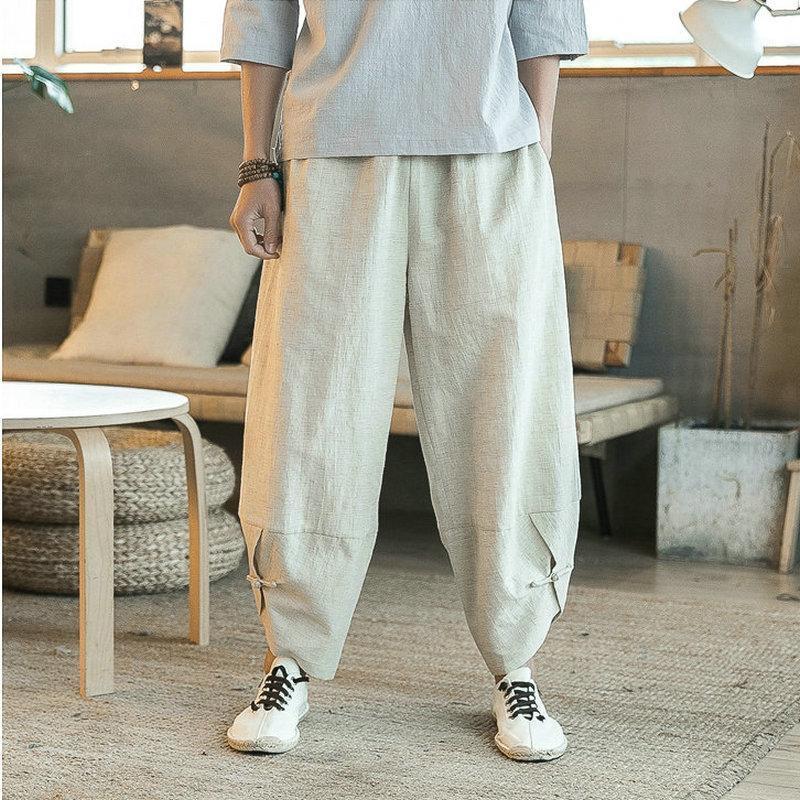 

Hip Hop Harem Pants Men Nice Mens Harajuku Chinese Style Trousers Joggers Ankle-Length Pockets Pants Male Casual Streetwear1, Black
