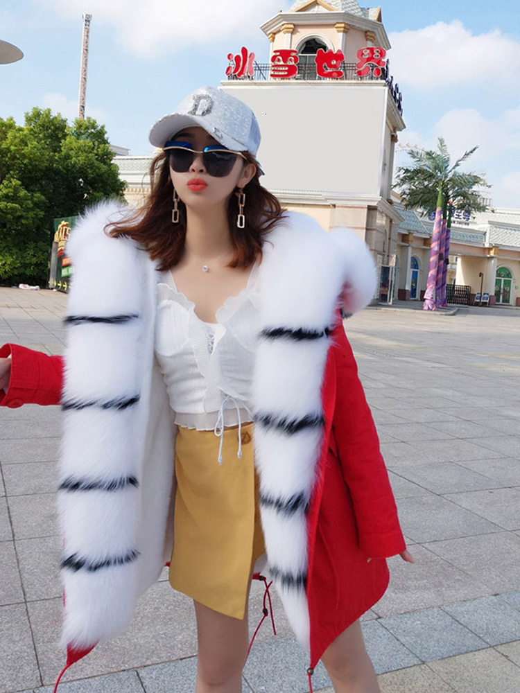 

2021 New Fox Skin Collar Control Access Pie Hair by Overcoming Heat Plus Thick Velvet Lining Women's Coat FRGM, 12